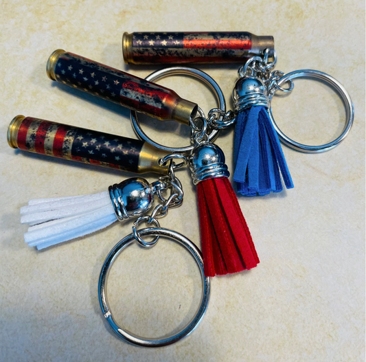 AMERICAN KEYCHAIN WITH TASSEL (ASSORTED COLORS) RED WHITE AND BLUE