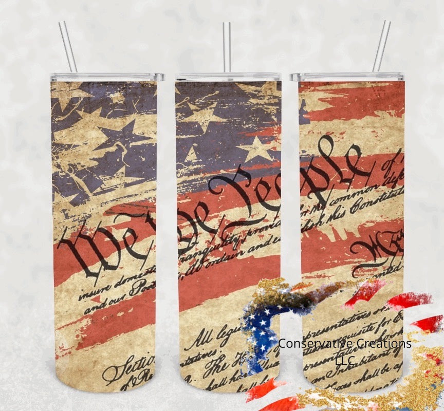 We the People 20oz Distressed Flag Tumbler